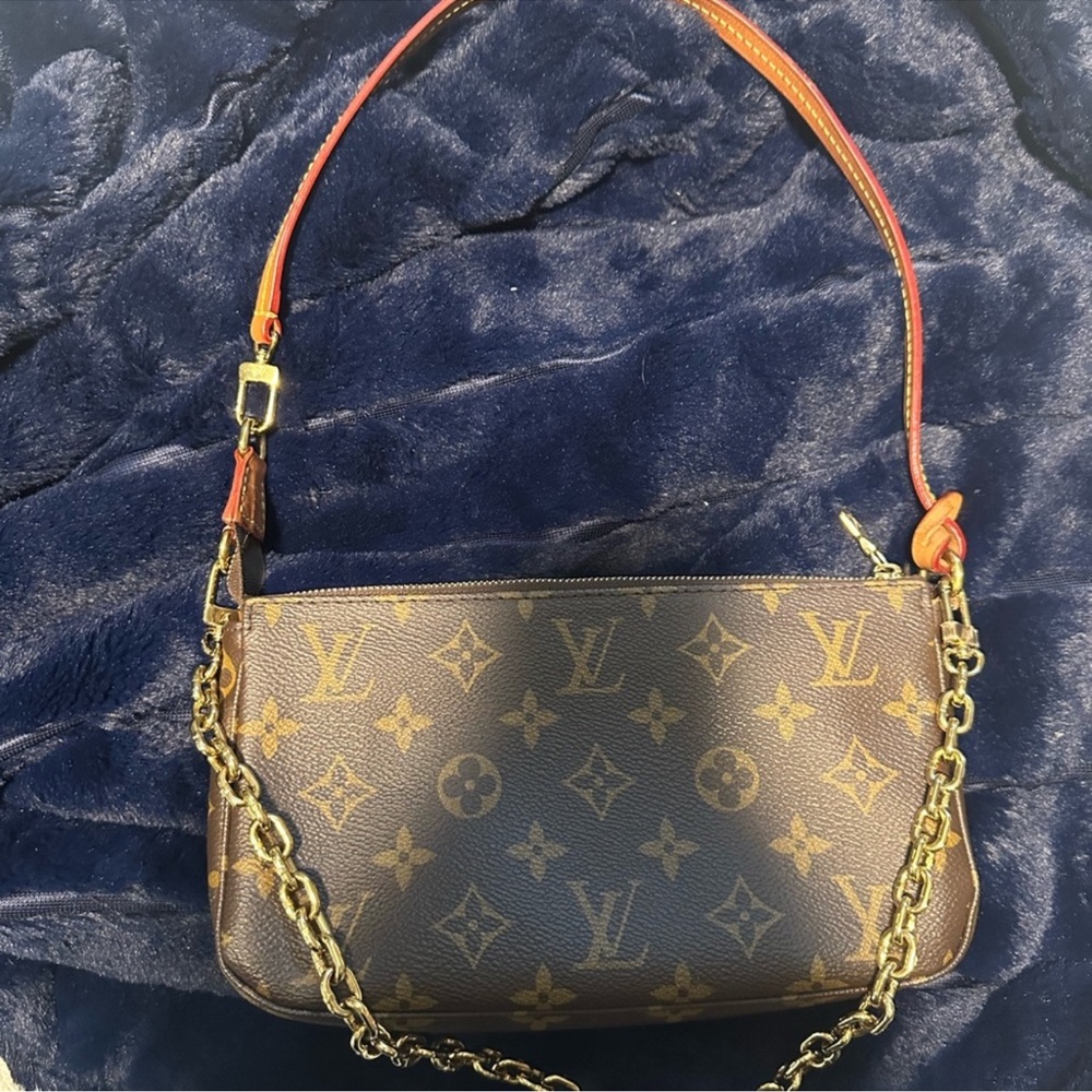Louis Vuitton Brown Monogram Shoulder Bag with Gold Hardware